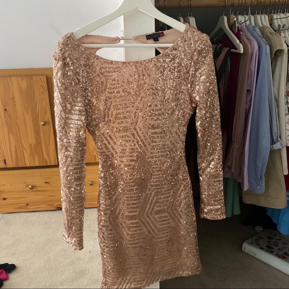 Rose gold sequin party dress